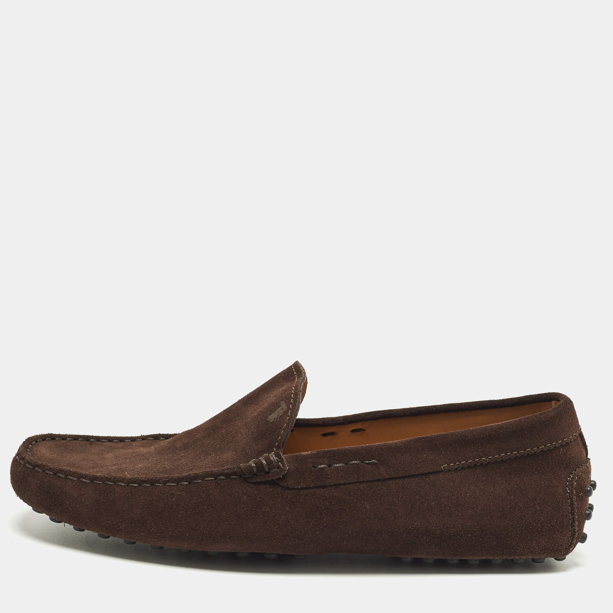 Pre Owned Tod's City Gommino Size 41 Brown Suede Loafers