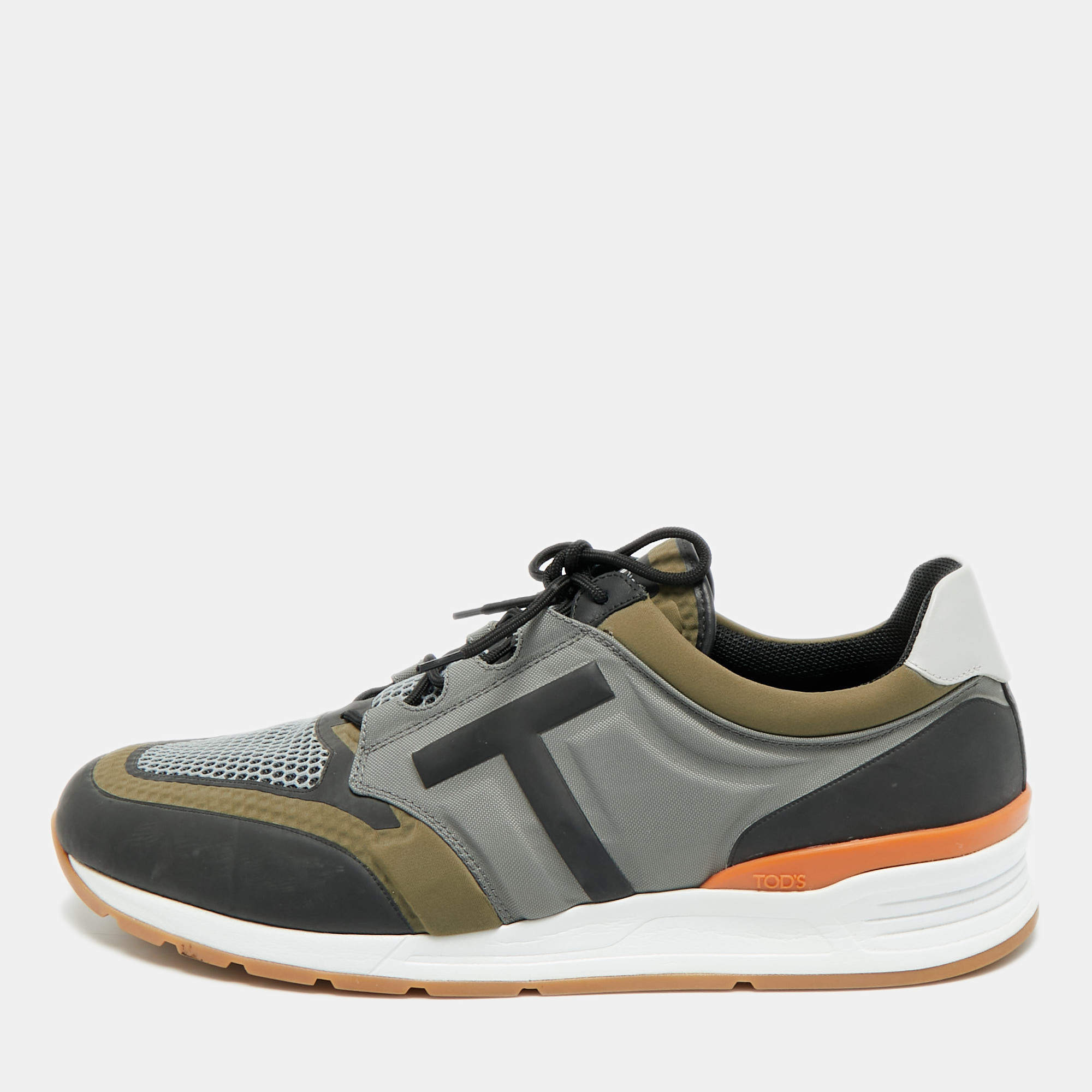 Pre Owned Tod's Size 47 Multicolor Canvas and Mesh Low Top Sneakers