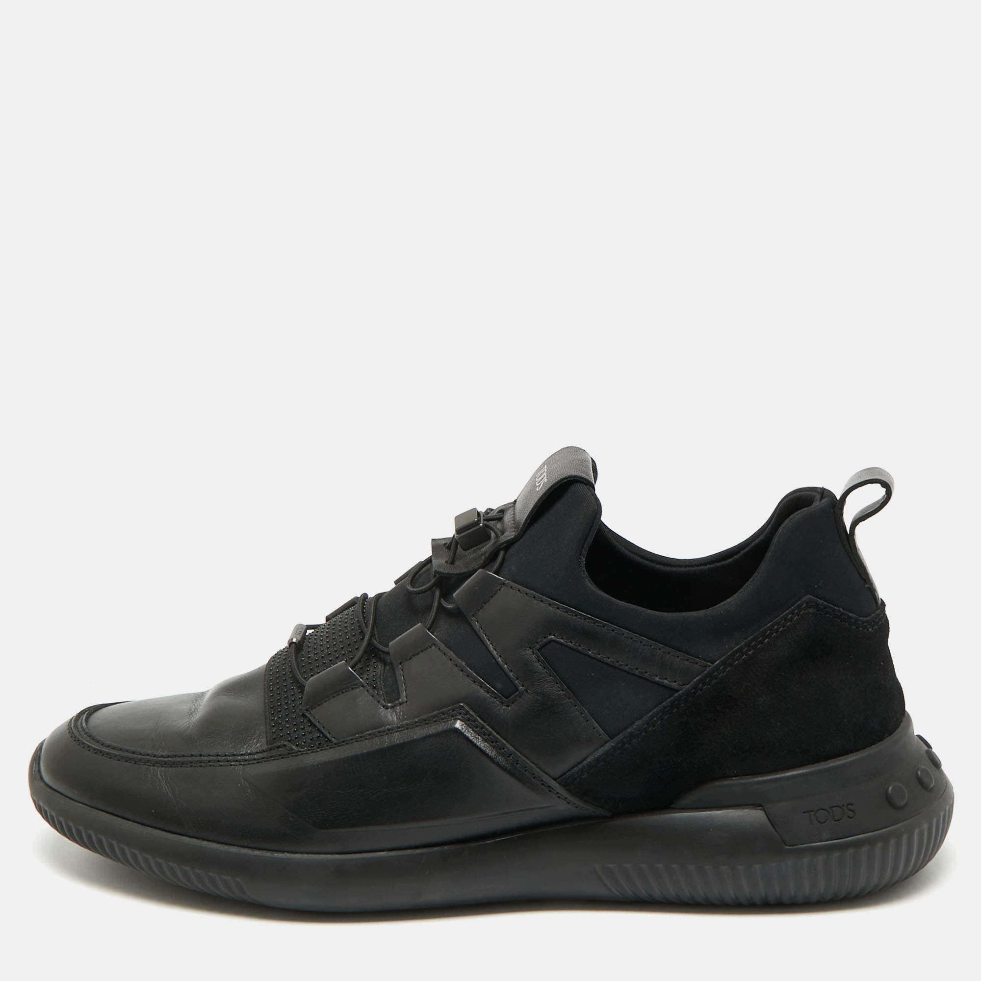 مملوكة مسبقًا Tod's Size 43 Black Leather and Suede Low Top Sneakers