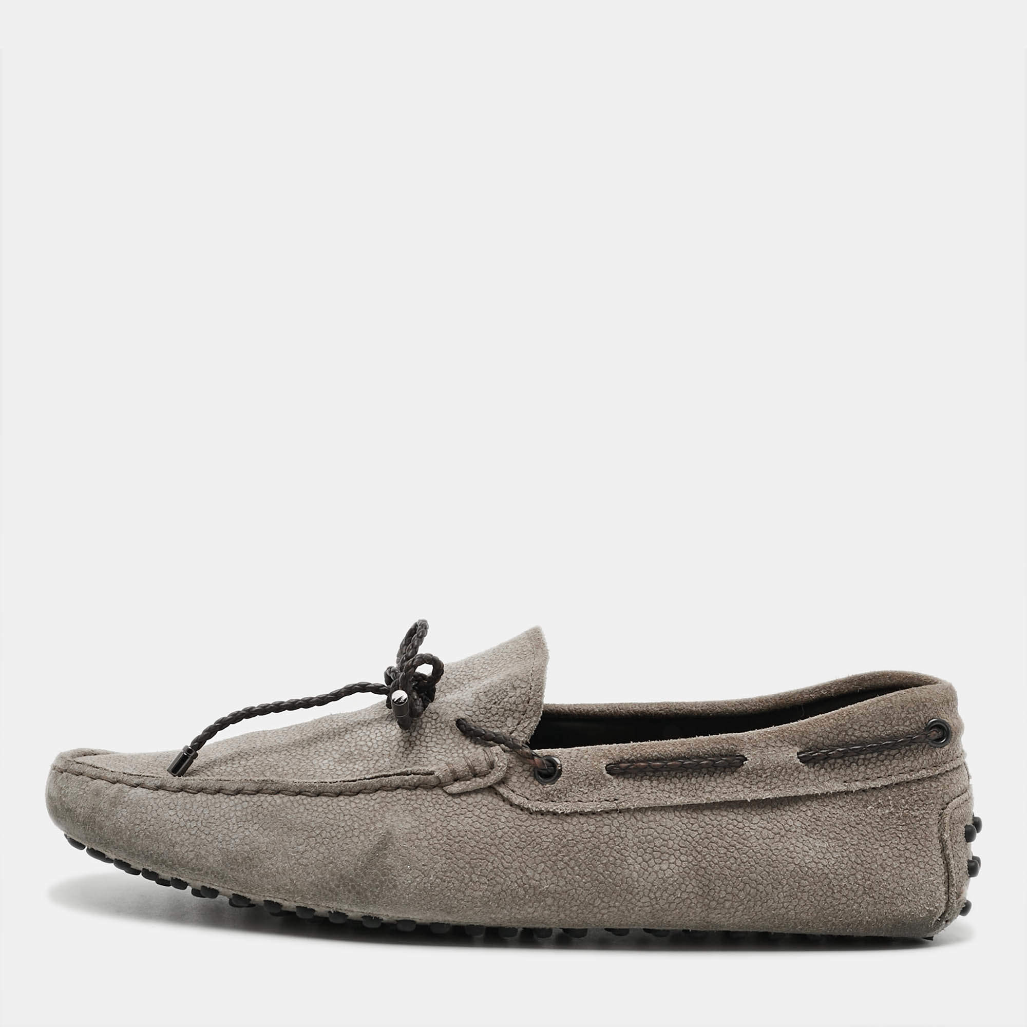 Pre Owned Tod's Size 37.5 Grey Suede Driver Loafers