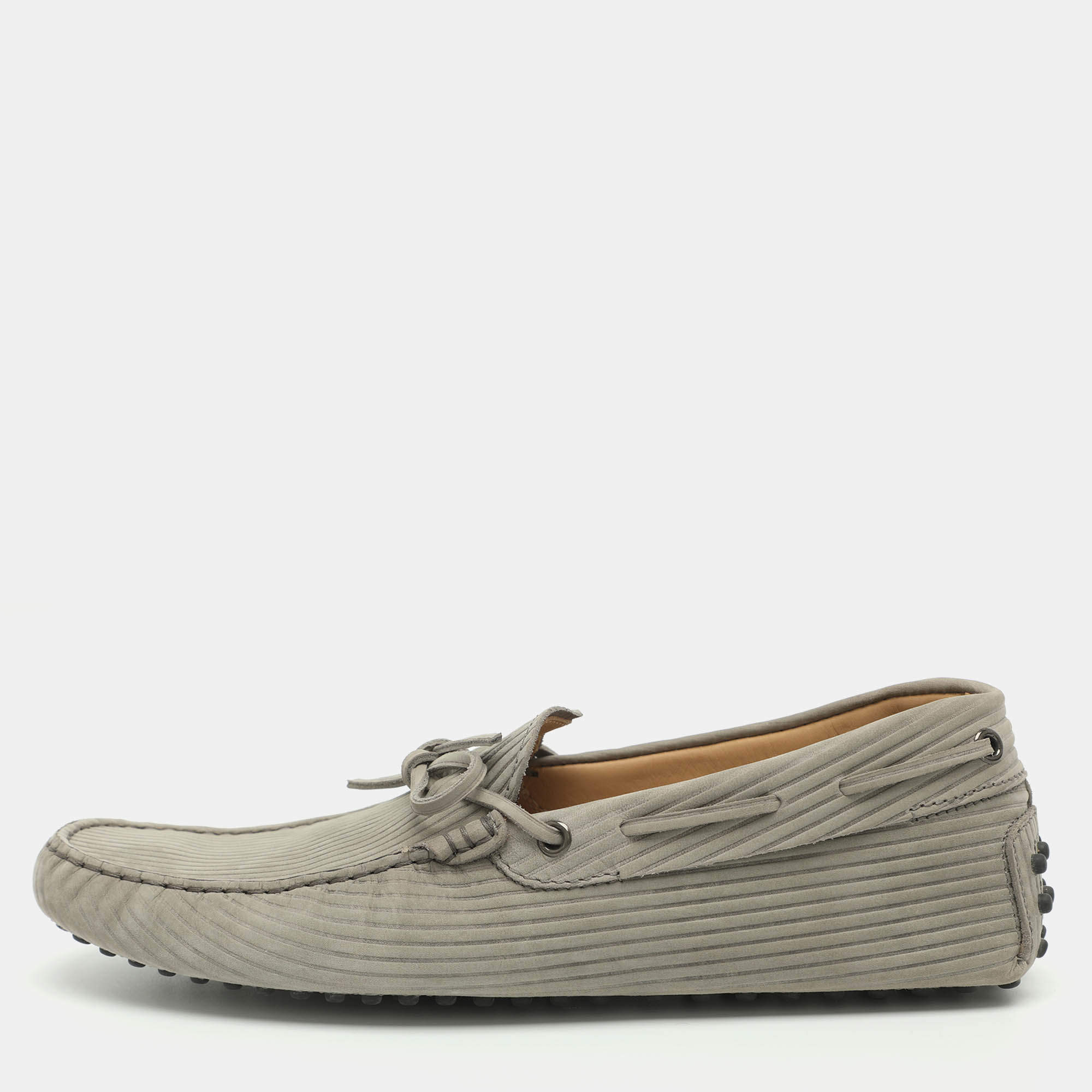 Pre Owned Tod's Size 41.5 Grey Suede Loafers