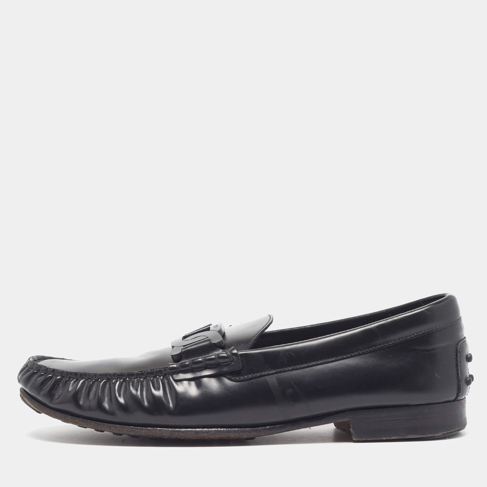 Pre Owned Tod's Penny Size 42.5 Black Leather Loafers