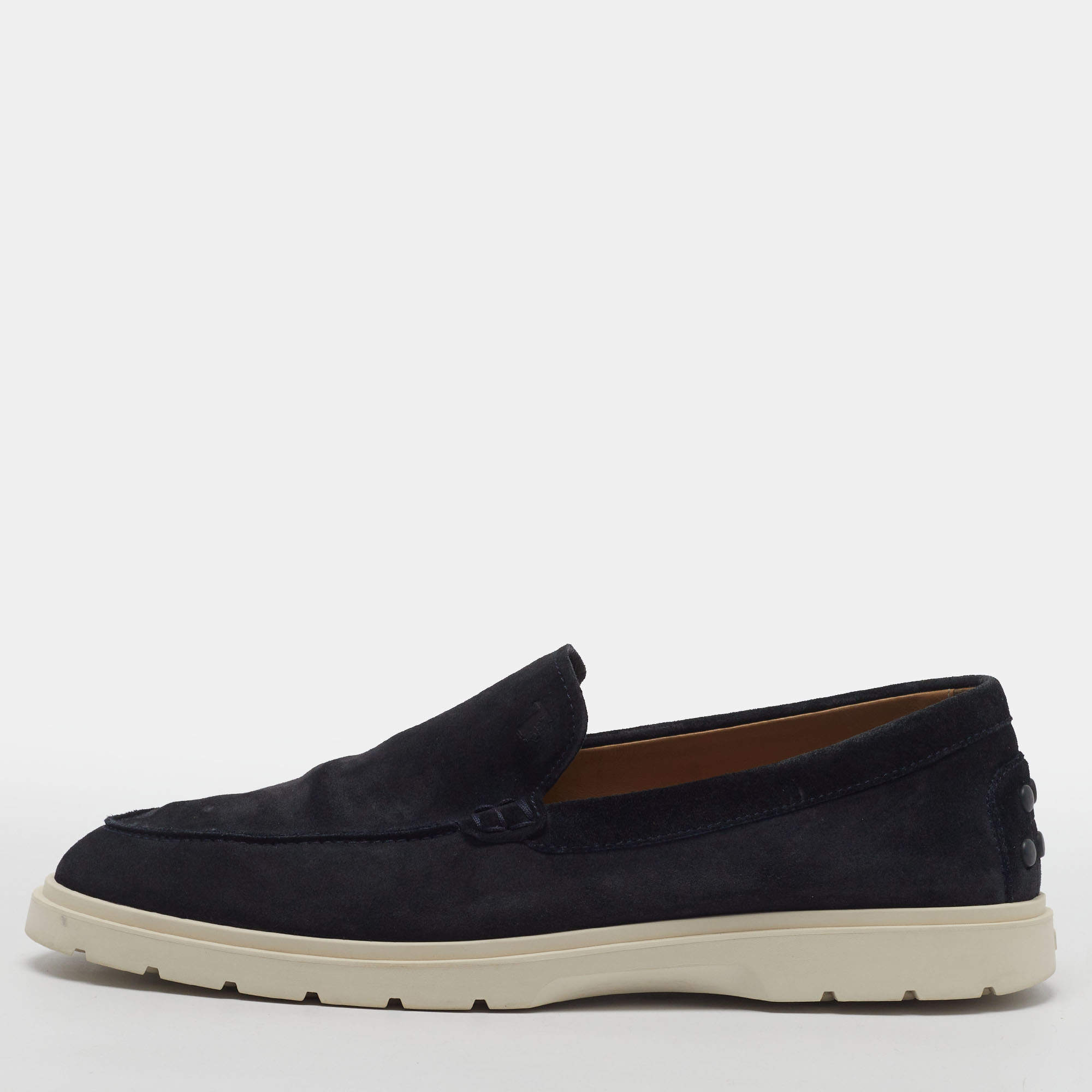 Pre Owned Tod's Size 41 Navy Blue Suede Driver Loafers
