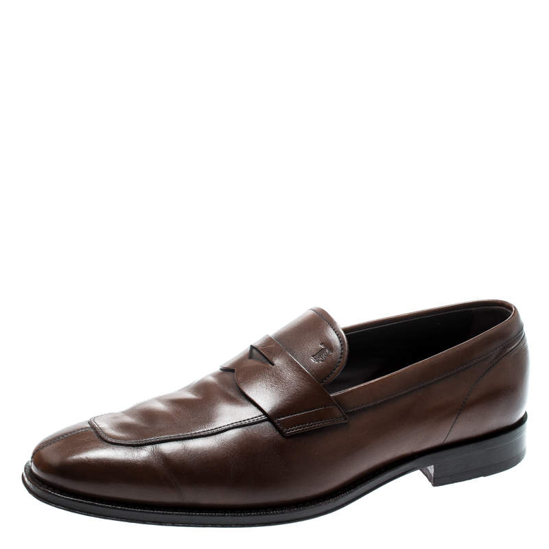 مملوكة مسبقًا حذاء لوفرز تودز بيني جلد بني مقاس 42