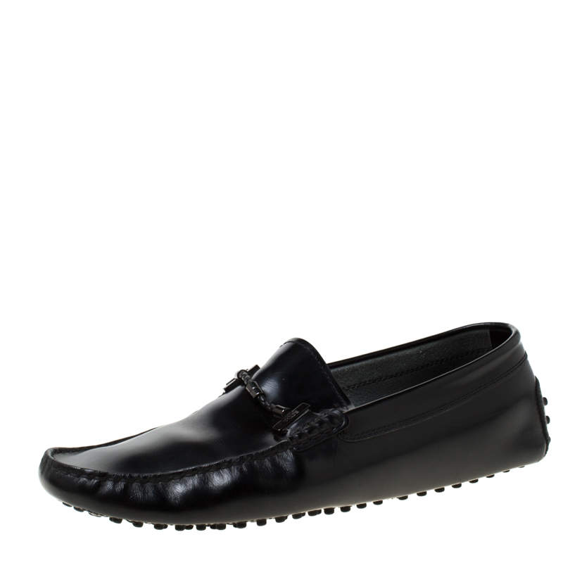 مملوكة مسبقًا Tod's Black Leather Gommino Loafers Size 44