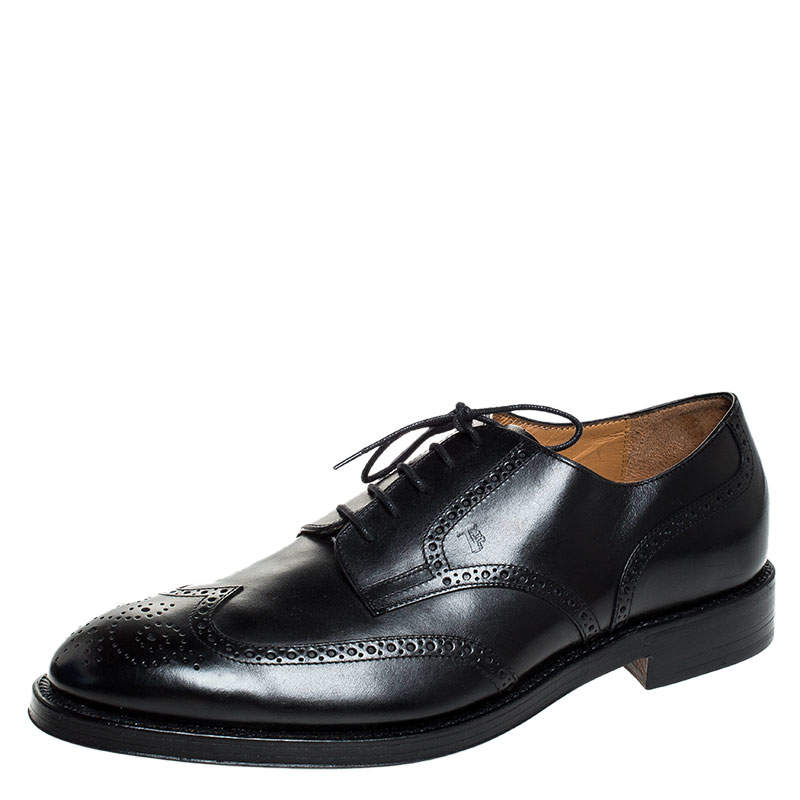 Pre Owned Tod's Black Brogue Leather Lace Up Oxfords Size 47