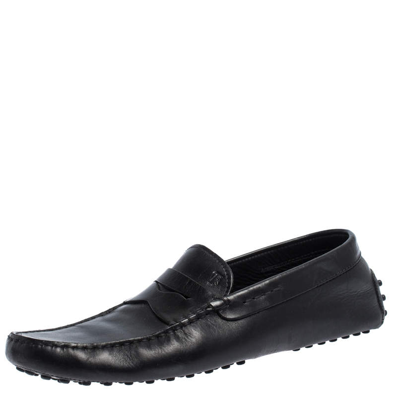 Pre Owned حذاء درايفنغ لوفرز موكاسين تودز جلد أسود جوميني مقاس 42