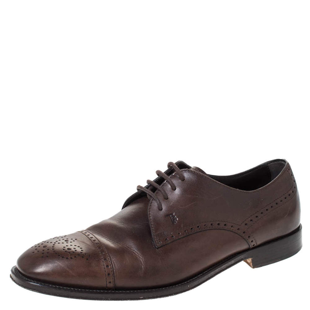 Tod's Brown Brogue Leather Lace Up Derby Size 40