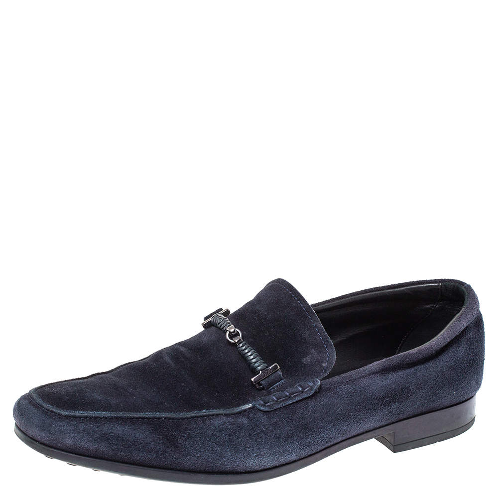 Tod's Blue Suede Braided Bit Loafers Size 42