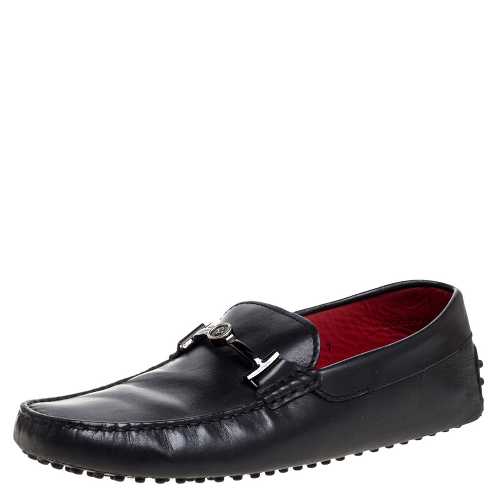 Pre Owned حذاء لوفرز تودز فور فيراري جلد أسود مقاس 41