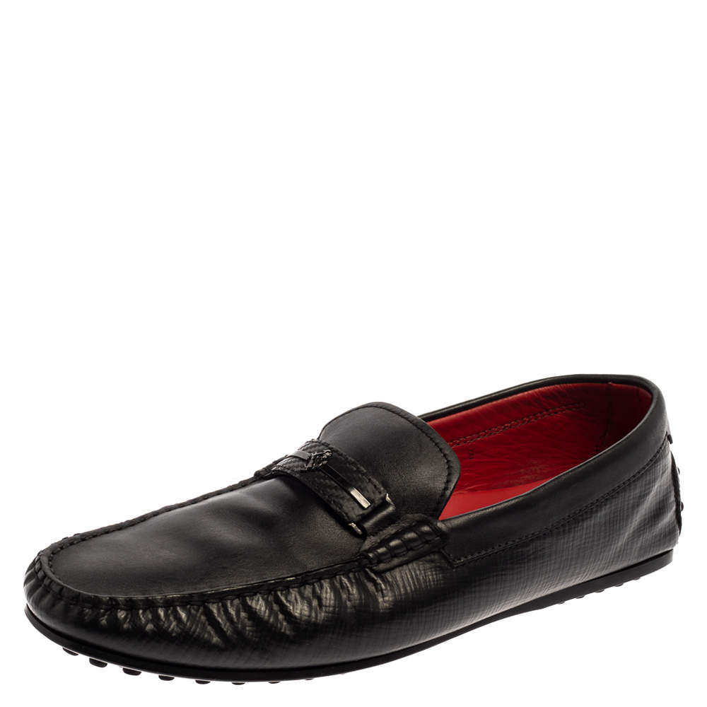 مملوكة مسبقًا Tod's For Ferrari Black Leather Slip On Loafers Size 43