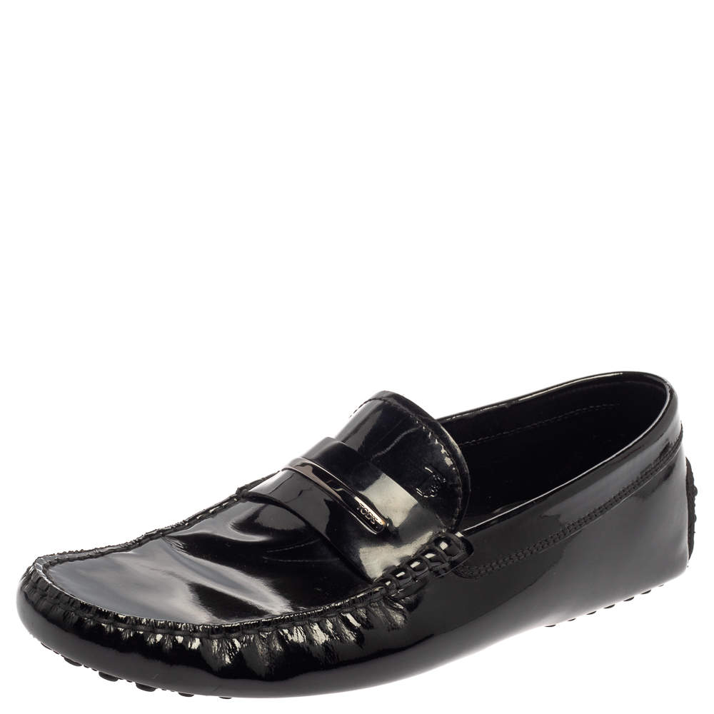 Tod's Black Patent Leather Penny Slip On Loafers Size 43