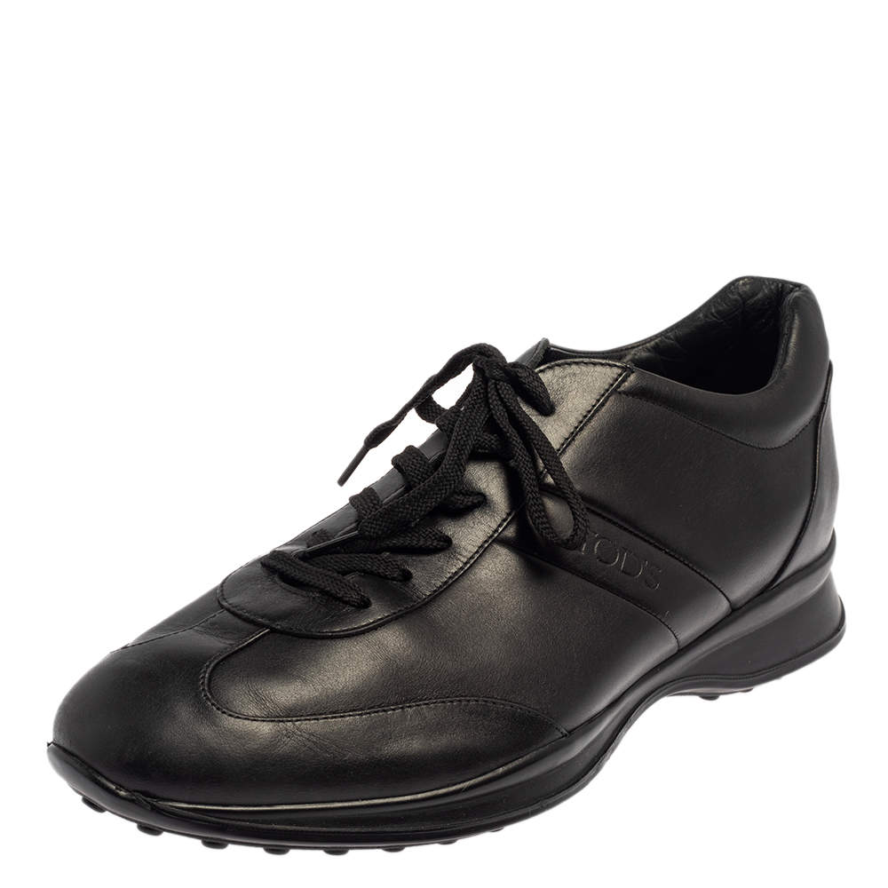 Pre Owned Tod's Black Leather Low Top Sneakers Size 42