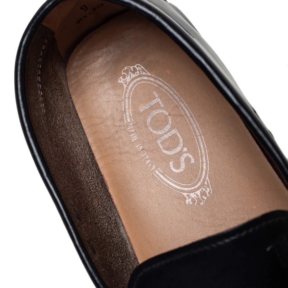Pre Owned Tod's Black Leather Slip on Loafer Size 43