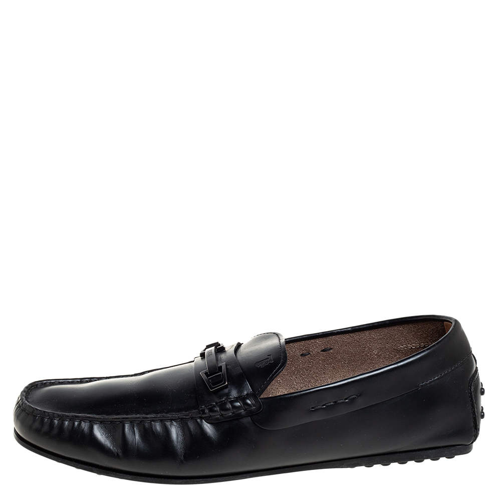 Pre Owned Tod's Black Leather Slip on Loafer Size 43