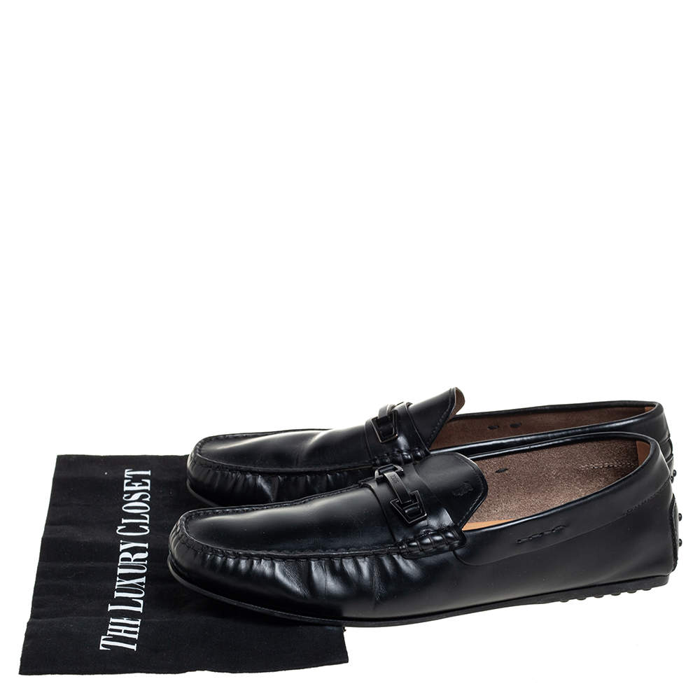 Pre Owned Tod's Black Leather Slip on Loafer Size 43