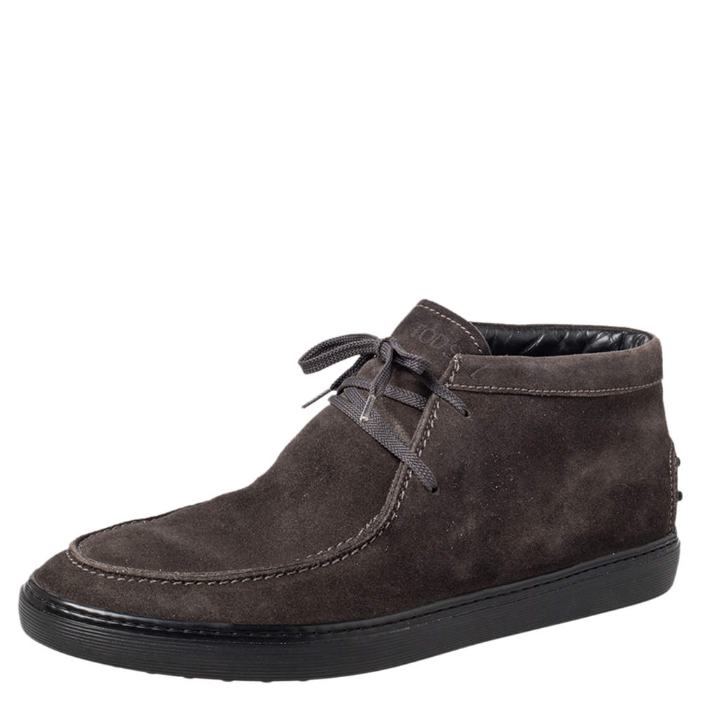 Pre Owned Tod's Brown Suede Lace Up Boots Size 42.5