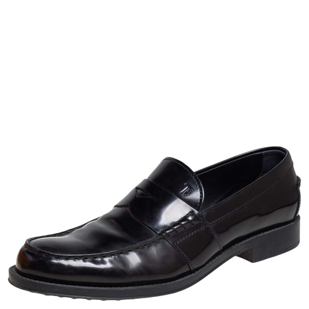 Pre Owned حذاء لوفرز تودز بيني سليب أون جلد أسود مقاس 44.5