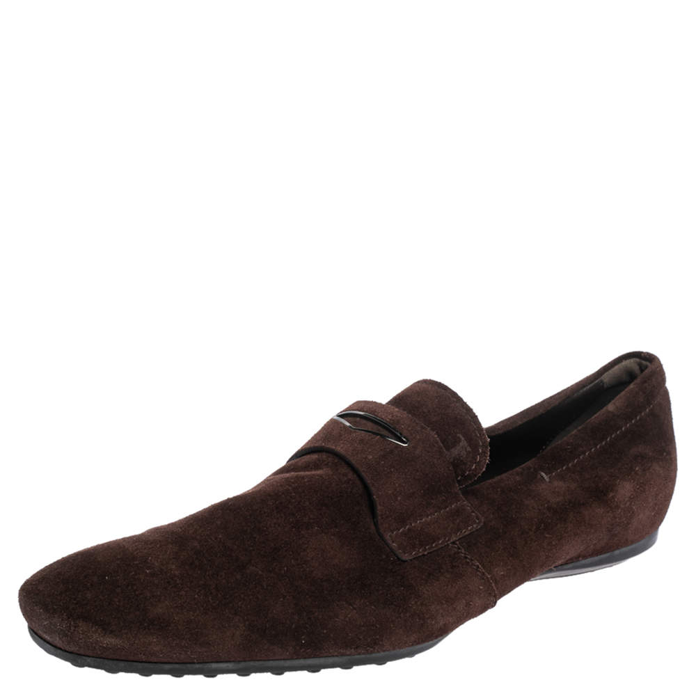 مملوكة مسبقًا Tod's Brown Suede Slip On Loafers Size 45