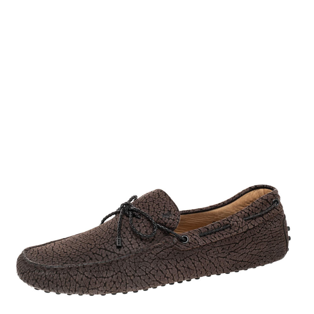 Pre Owned Tod's Brown Leather Bow Slip on Loafers Size 43