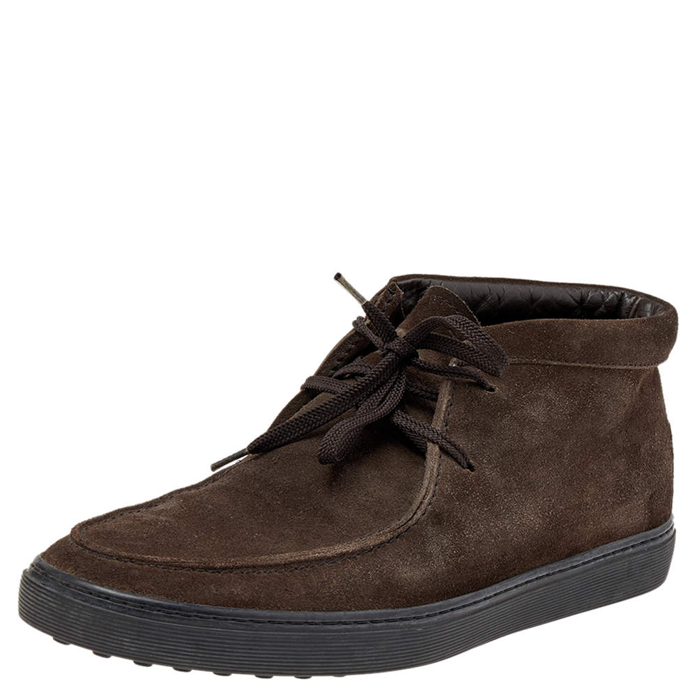 Tod's Brown Suede Lace Up Sneakers Size 41.5