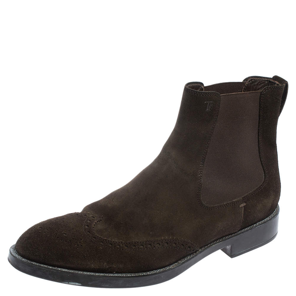 Tod's Dark Brown Suede Ankle Boots Size 45.5