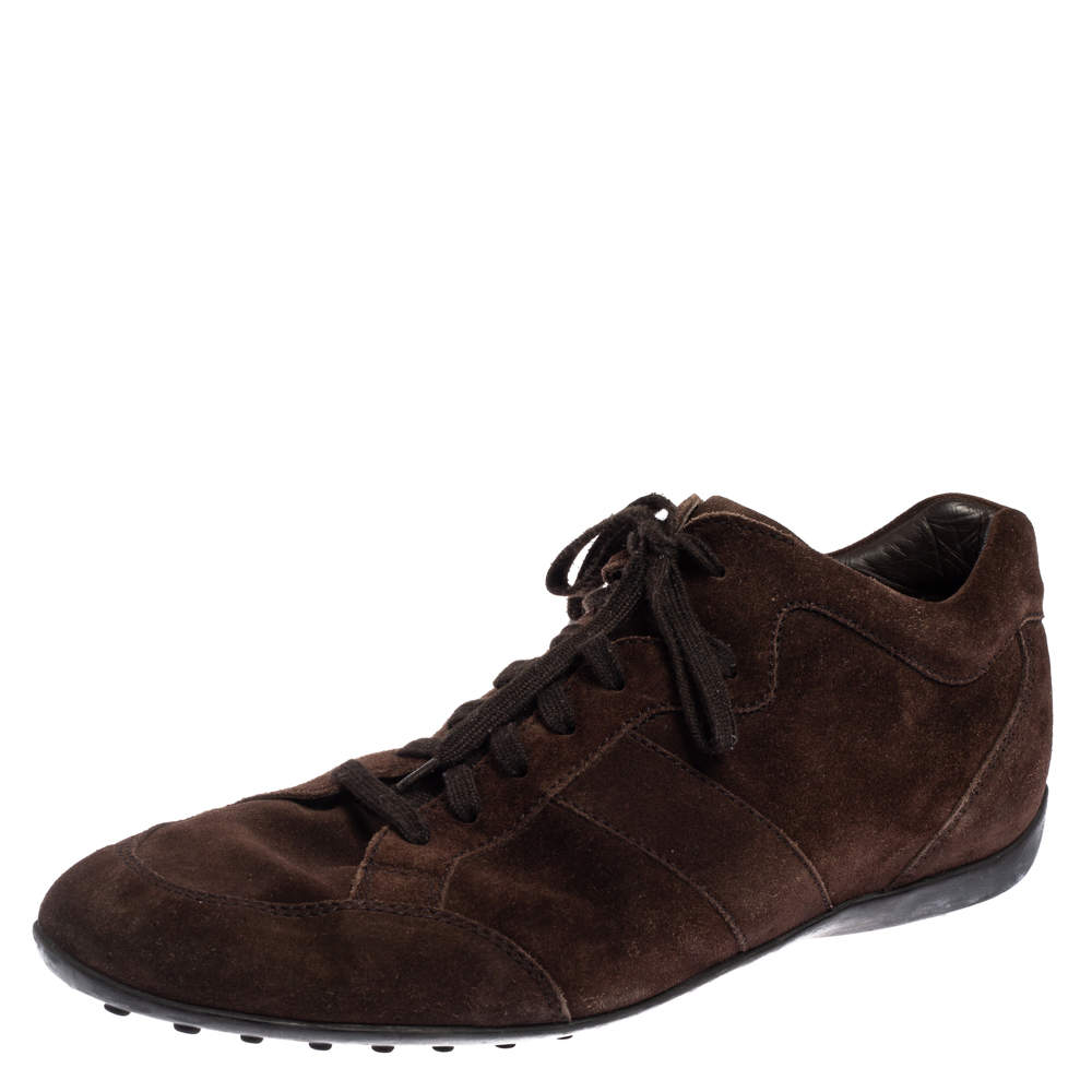 Pre Owned Tods Brown Suede Lace Up  Sneakers Size 45.5