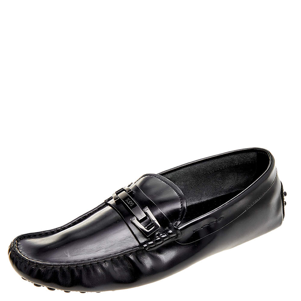 حذاء لوفرز تودز إبزيم جلد أسود مقاس 41.5