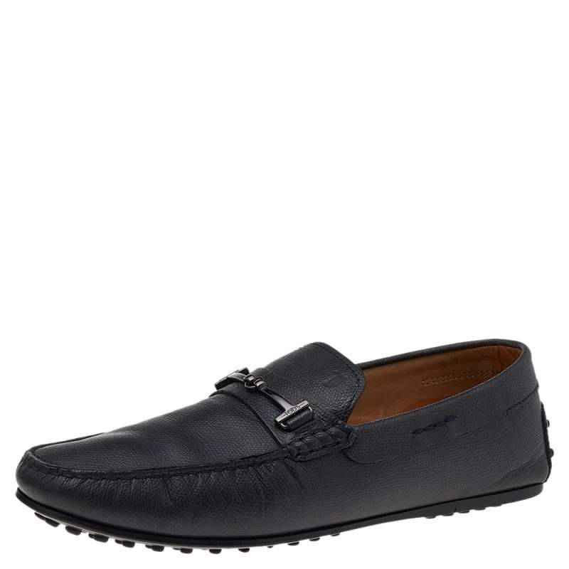 Tod's Black Leather T Logo Slip On Loafers Size 42