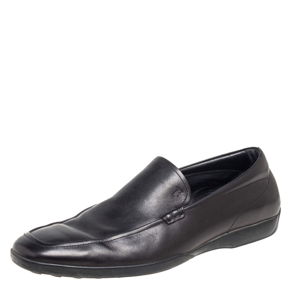 Tod's Black Leather Slip on Loafers Size 44.5