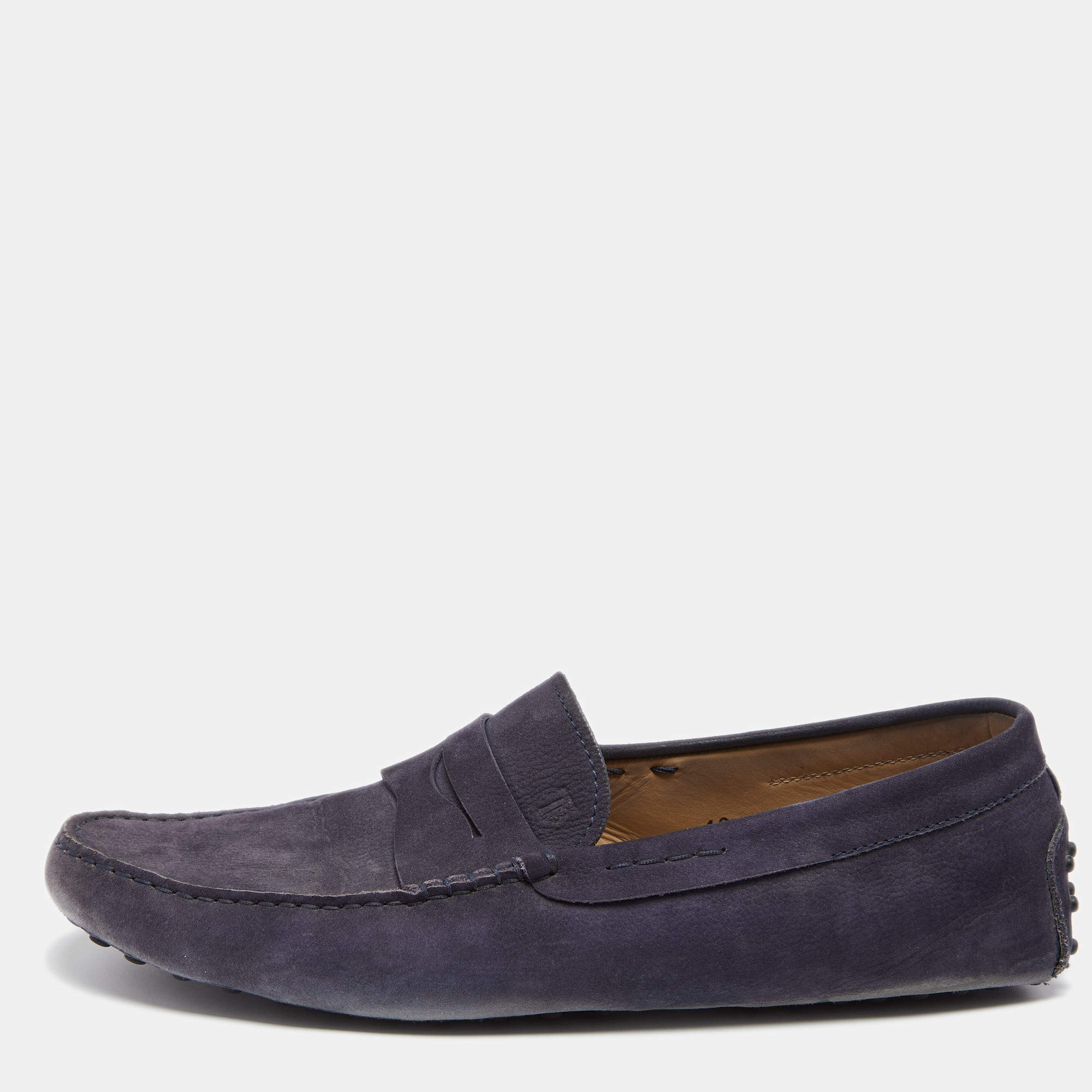 Pre Owned Tod's Purple Suede Slip On Loafers Size 44.5