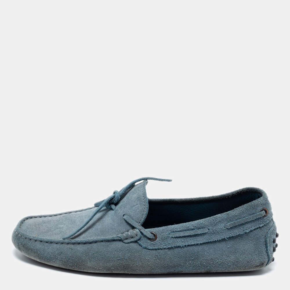 Tod's Light Blue Suede Bow Loafers Size 41