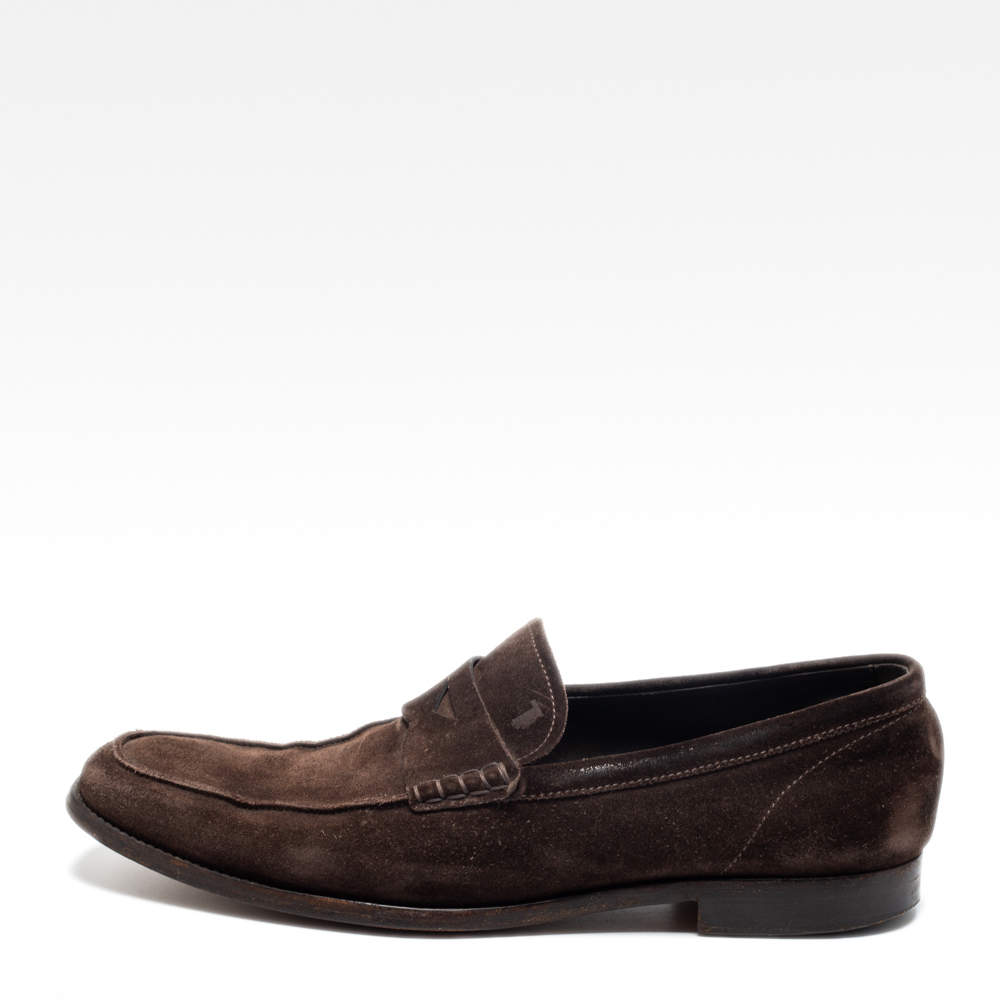 Tod's Brown Suede Gommino Slip On Loafers Size 41.5 