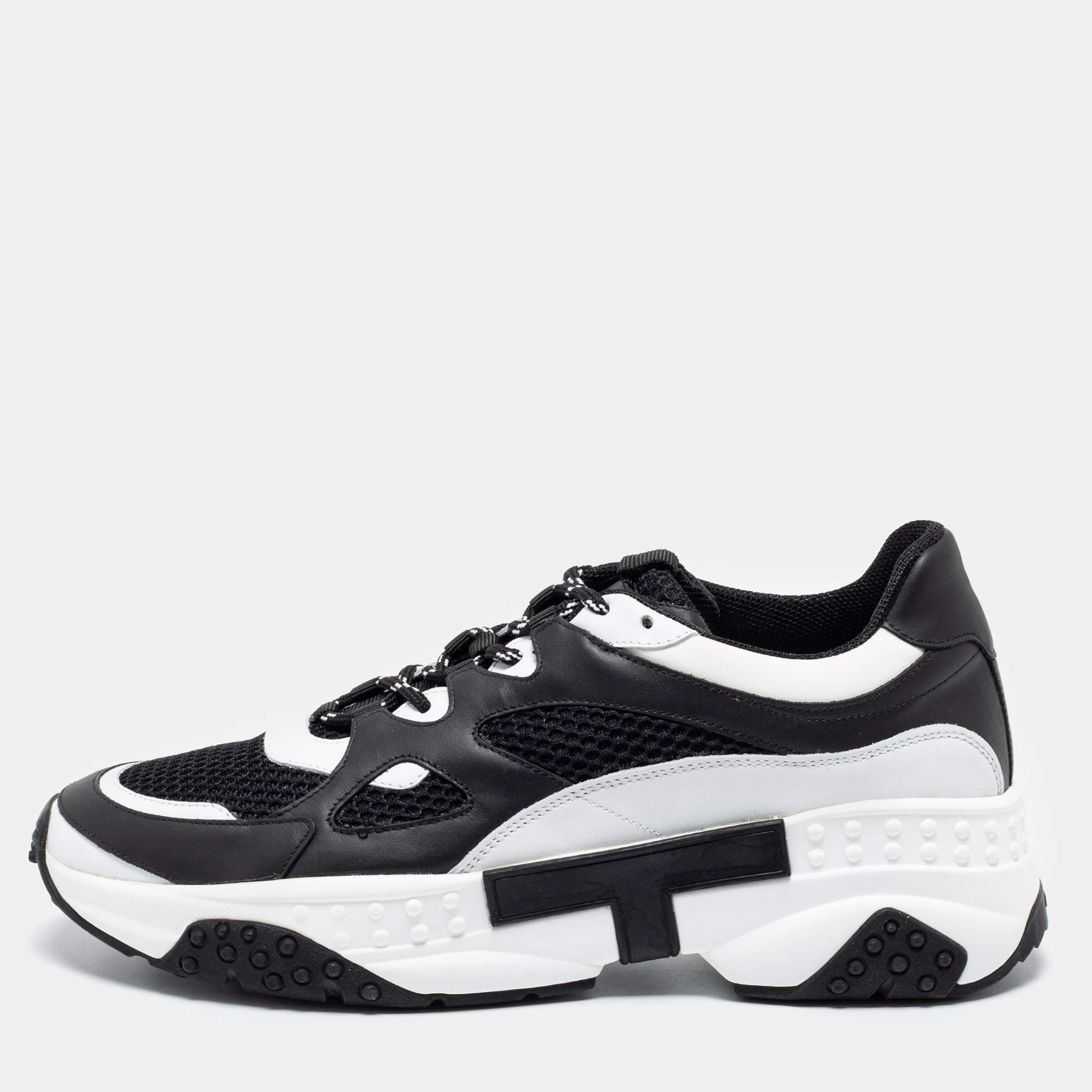 مملوكة مسبقًا حذاء رياضي تودز أكتيف سبورتي شبكة وجلد أبيض/أسود مقاس 44