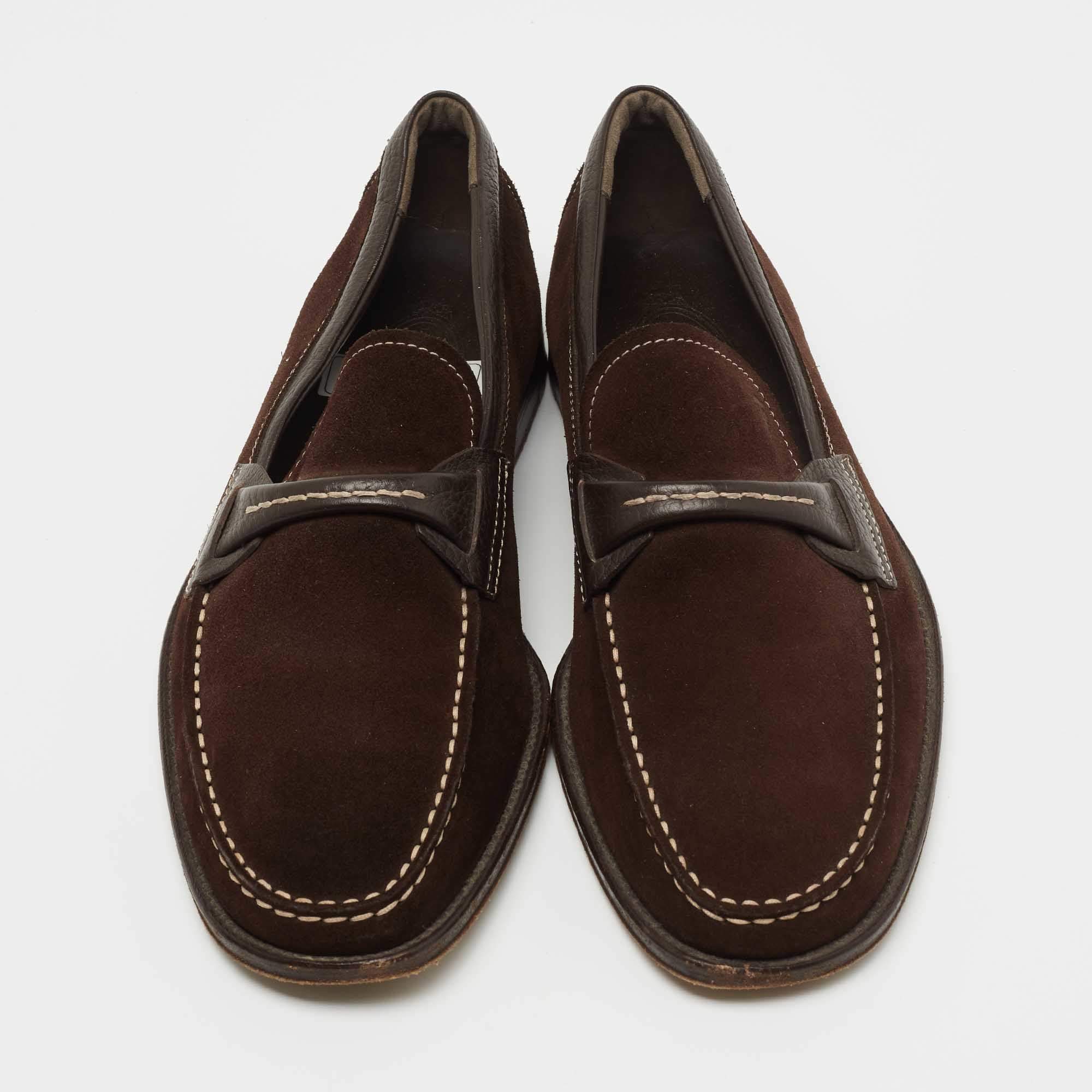 Pre Owned Tod's Brown Suede Slip On Loafers Size 39.5