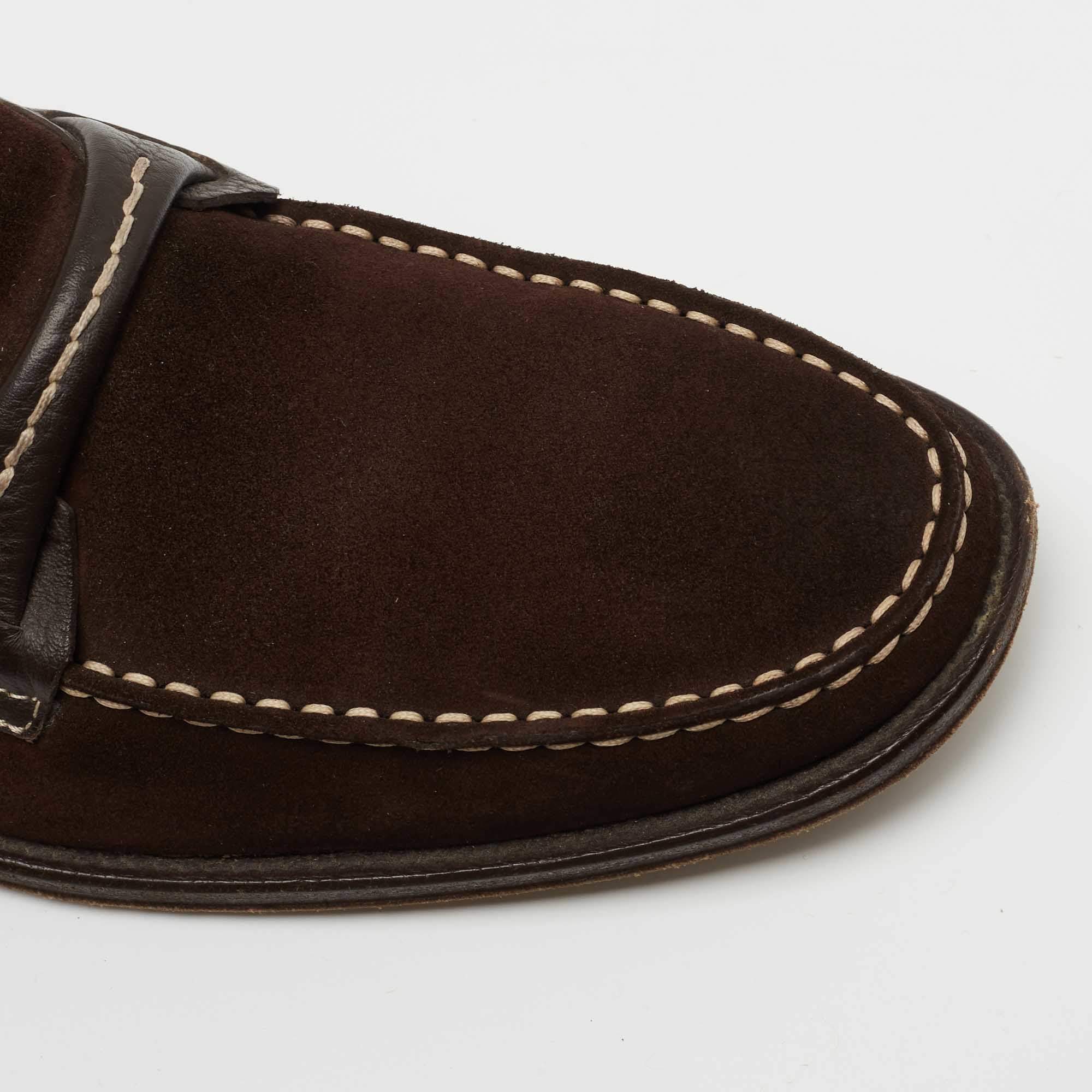 Pre Owned Tod's Brown Suede Slip On Loafers Size 39.5