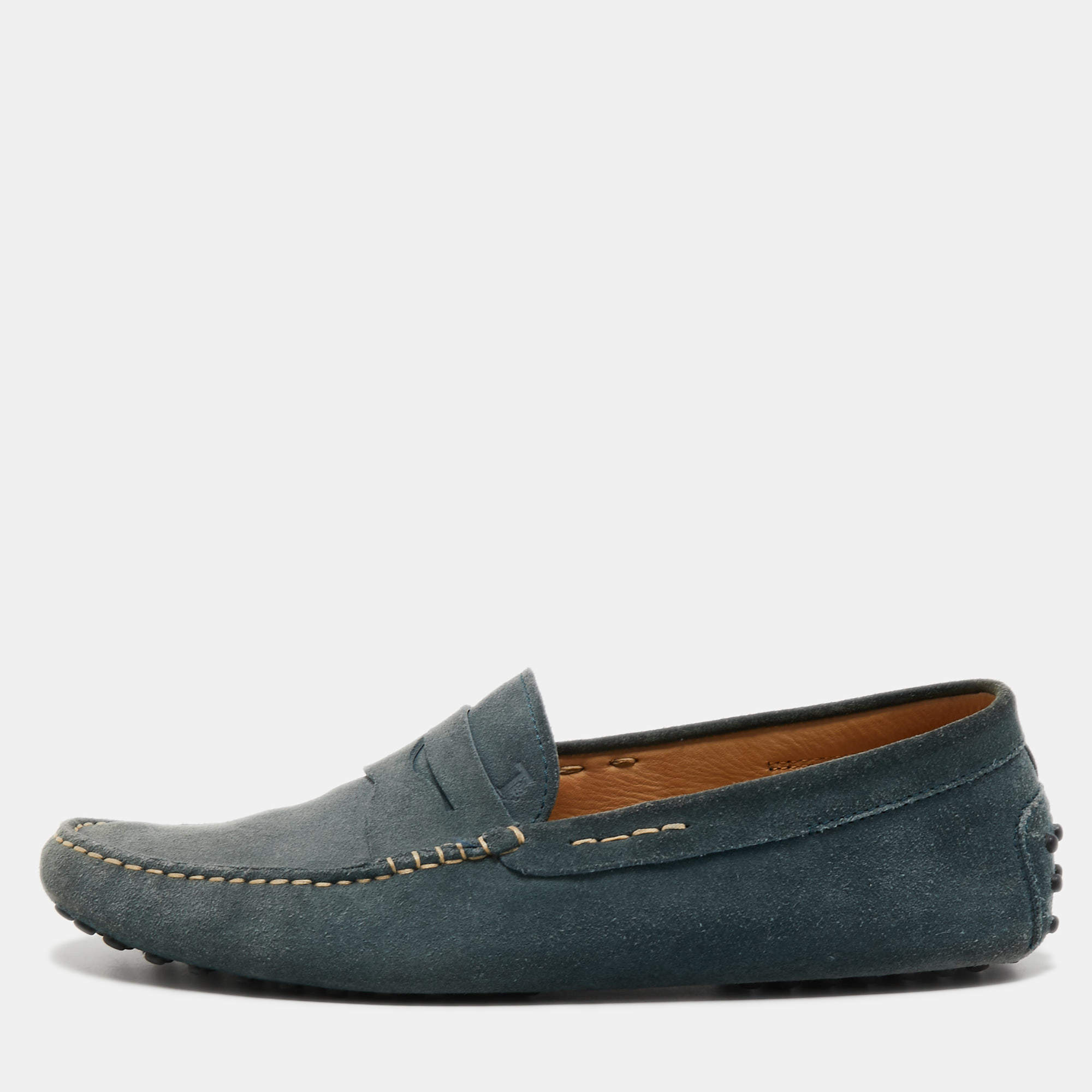 مملوكة مسبقًا Tods Grey Suede Gommini Slip On Loafers Size 42