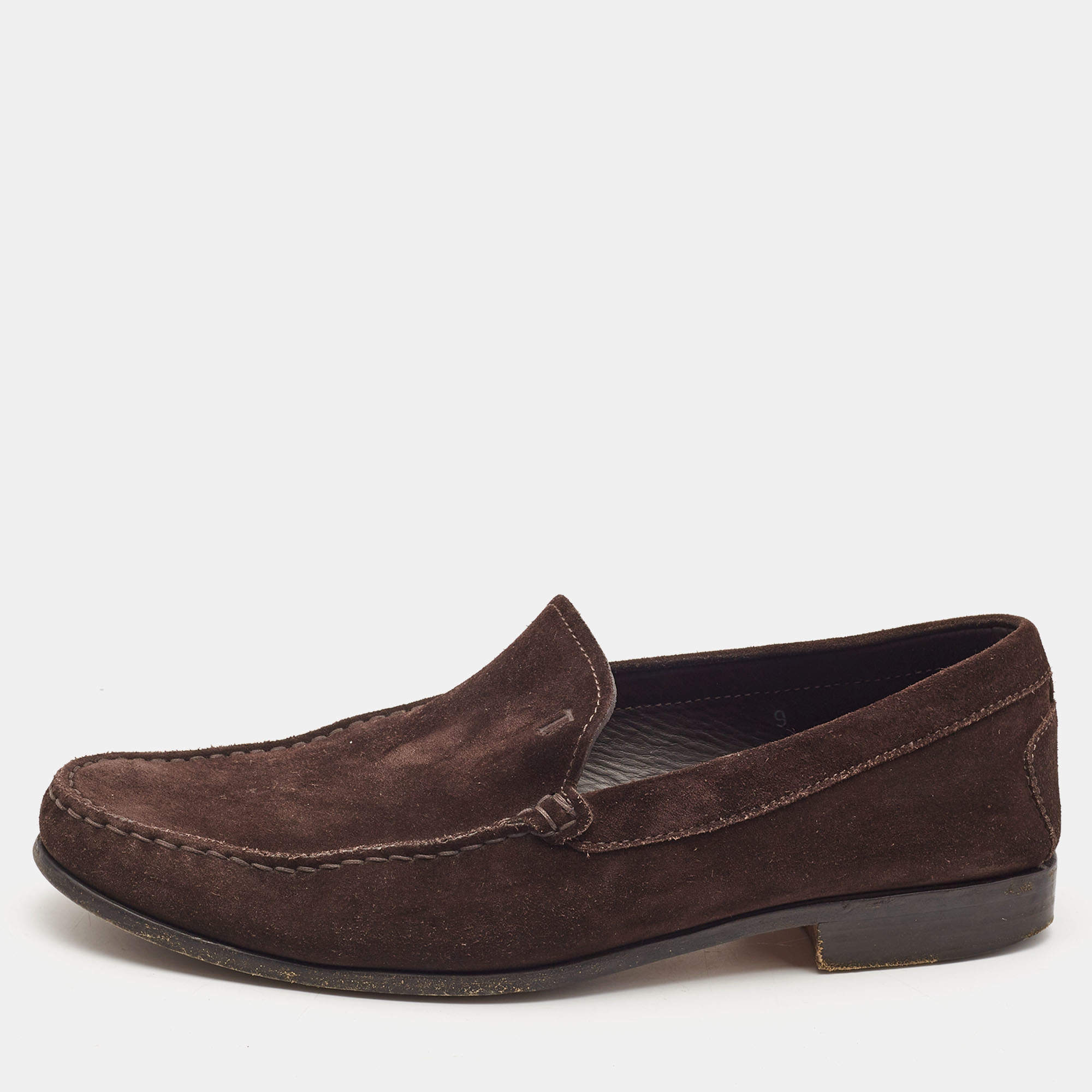 Tod's Dark Brown Suede Slip On Loafers Size 43