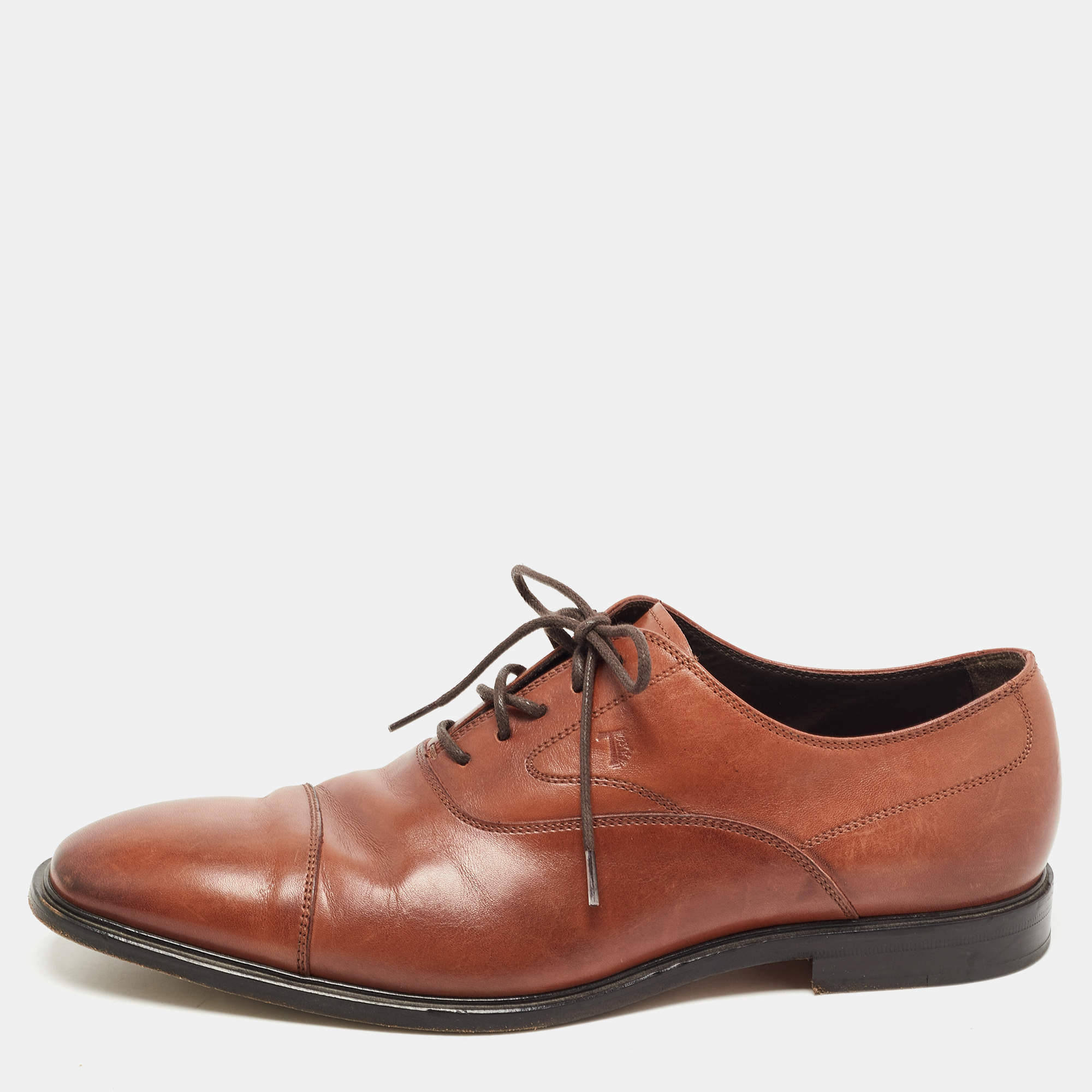 Pre Owned Tod's Brown Leather Lace Up Oxfords Size 42