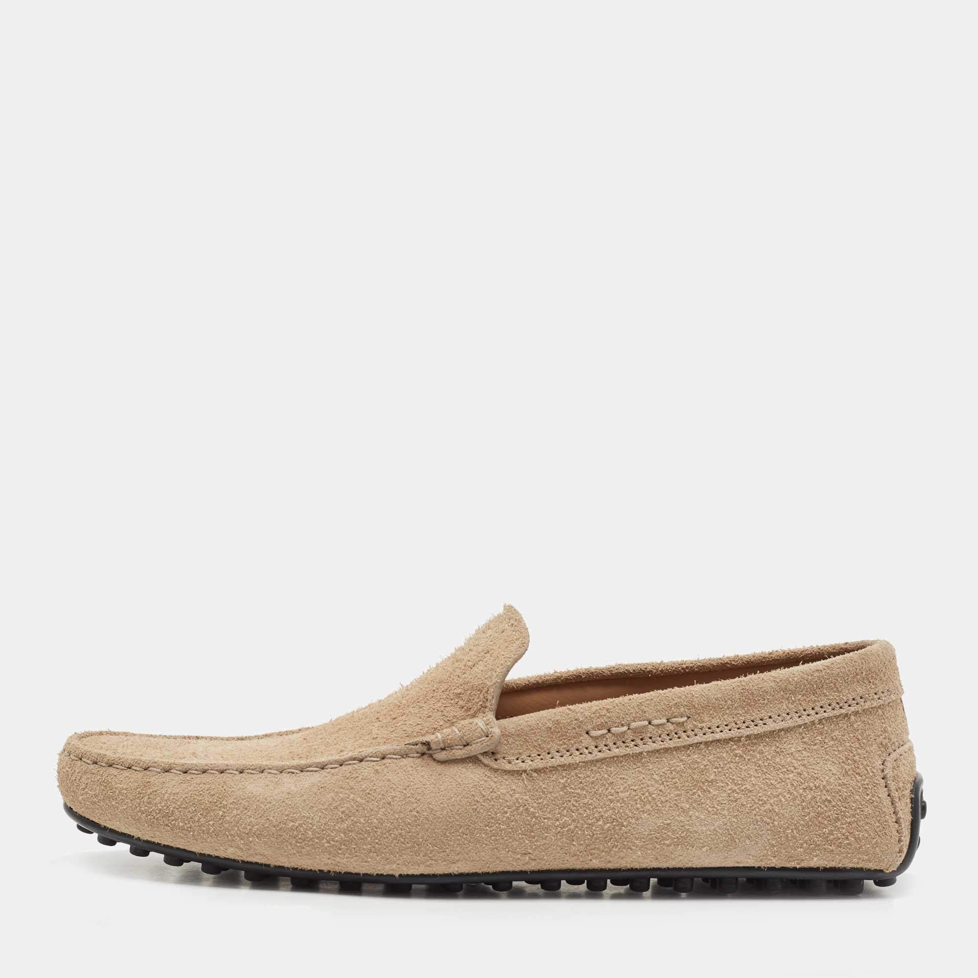 Pre Owned Tod's Brown Suede Slip On Loafers Size 43