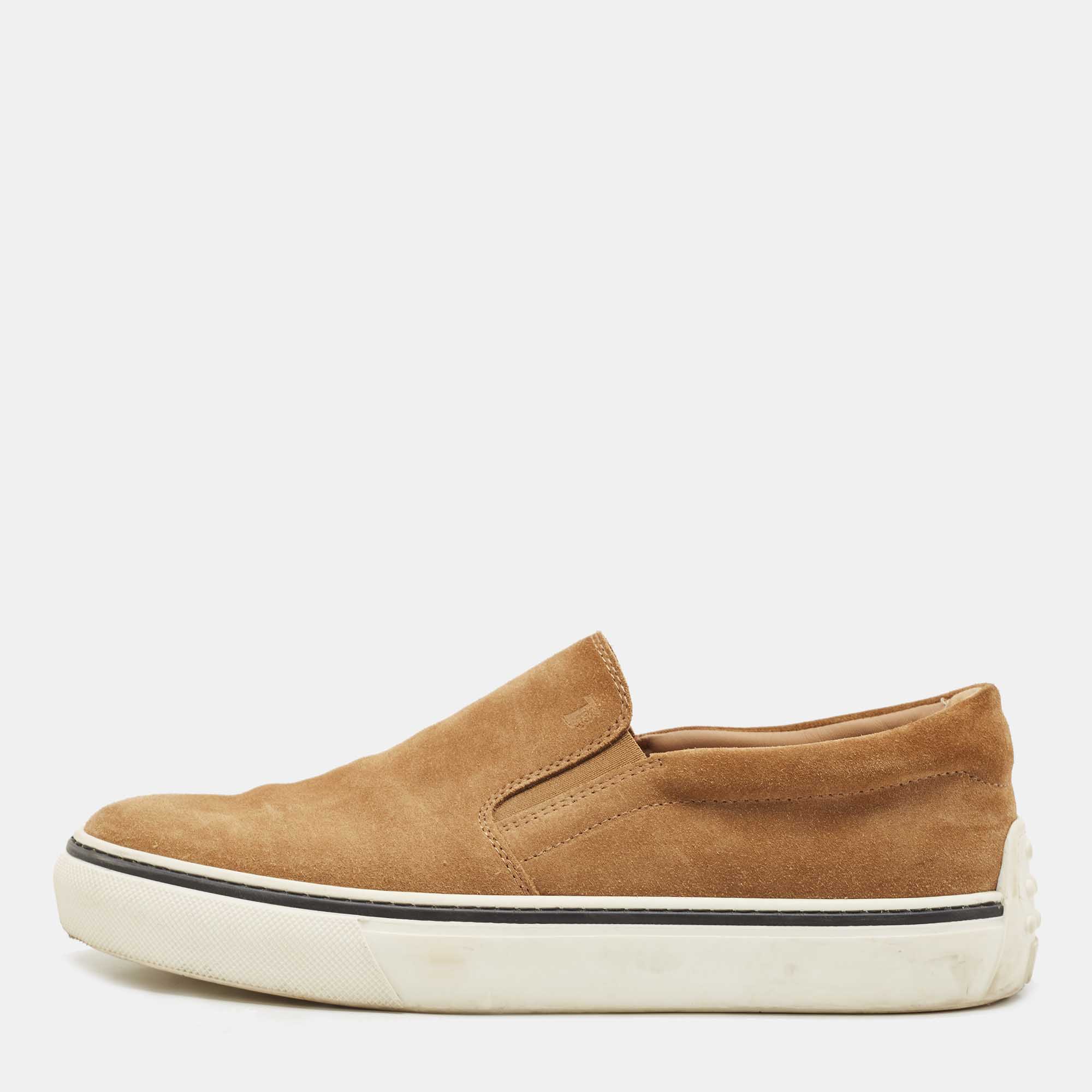 مملوكة مسبقًا Tod's Brown Suede Slip On Sneakers Size 42 