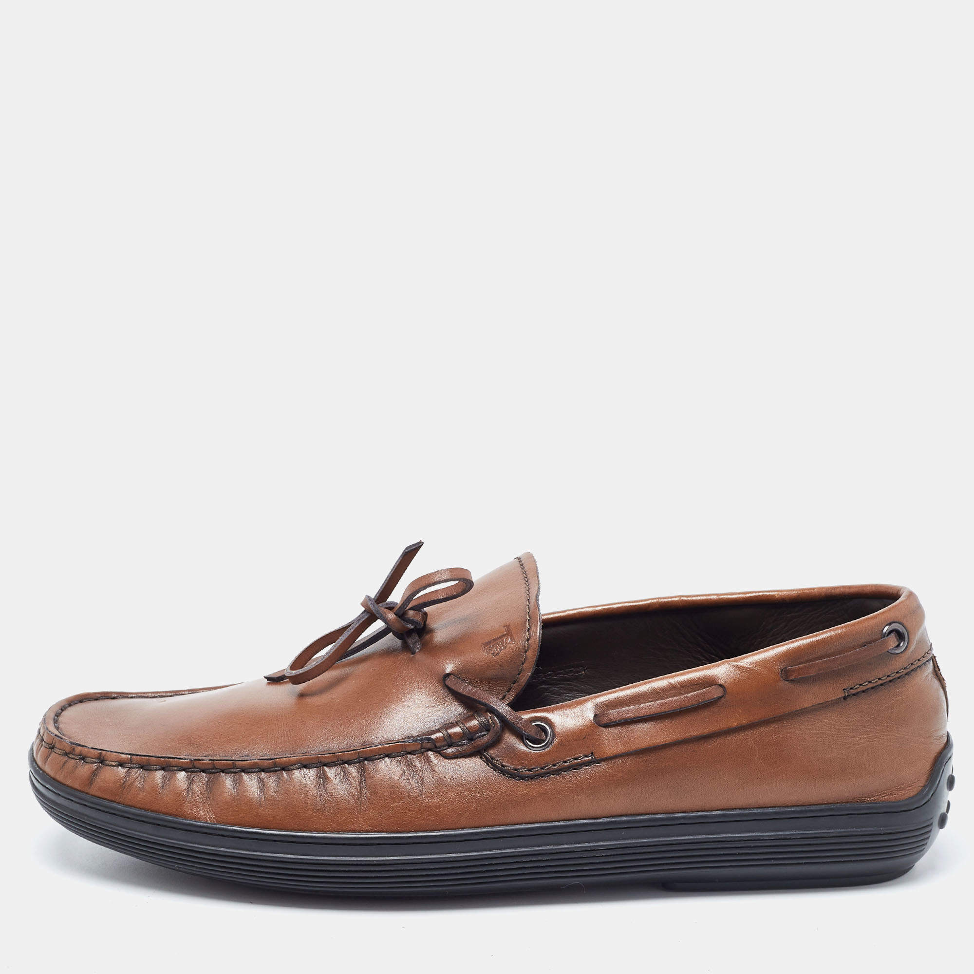 مملوكة مسبقًا Tod's Brown Leather Bow Slip On Loafers  Size 42