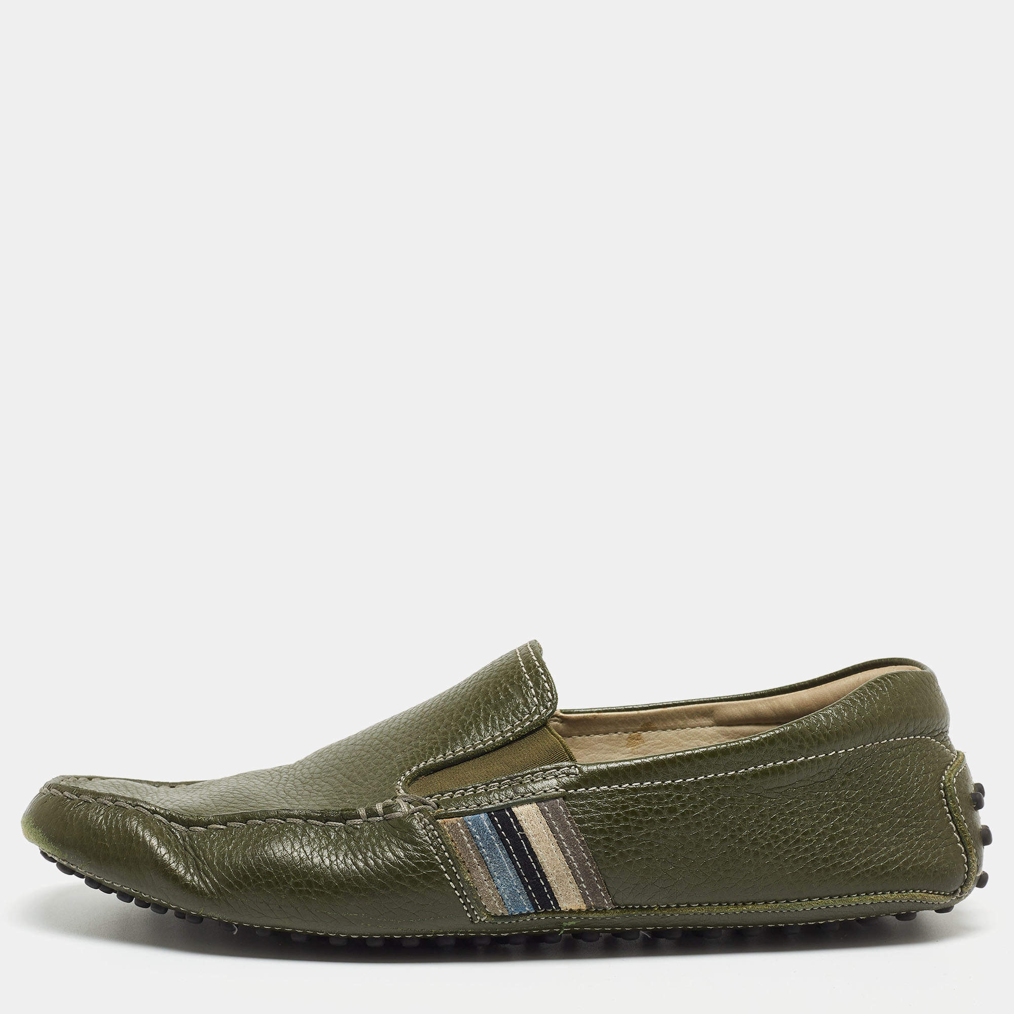 Tod's Green Leather Slip On Loafers Size 43