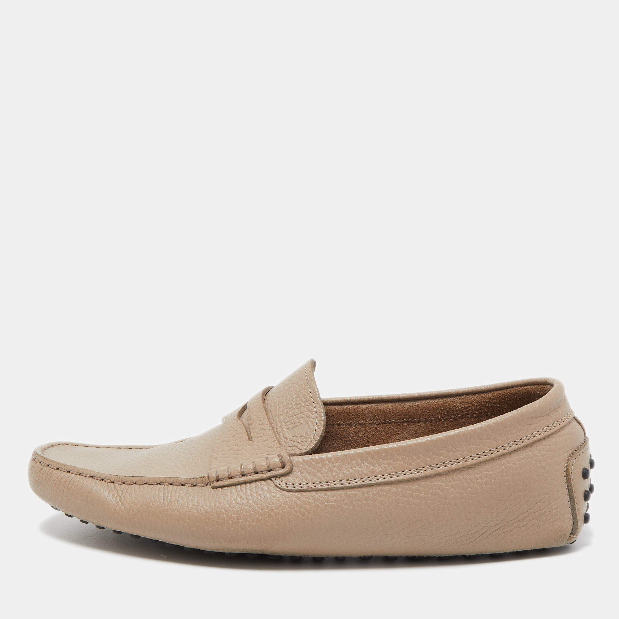 Tod's Beige Leather Penny Loafers Size 41.5