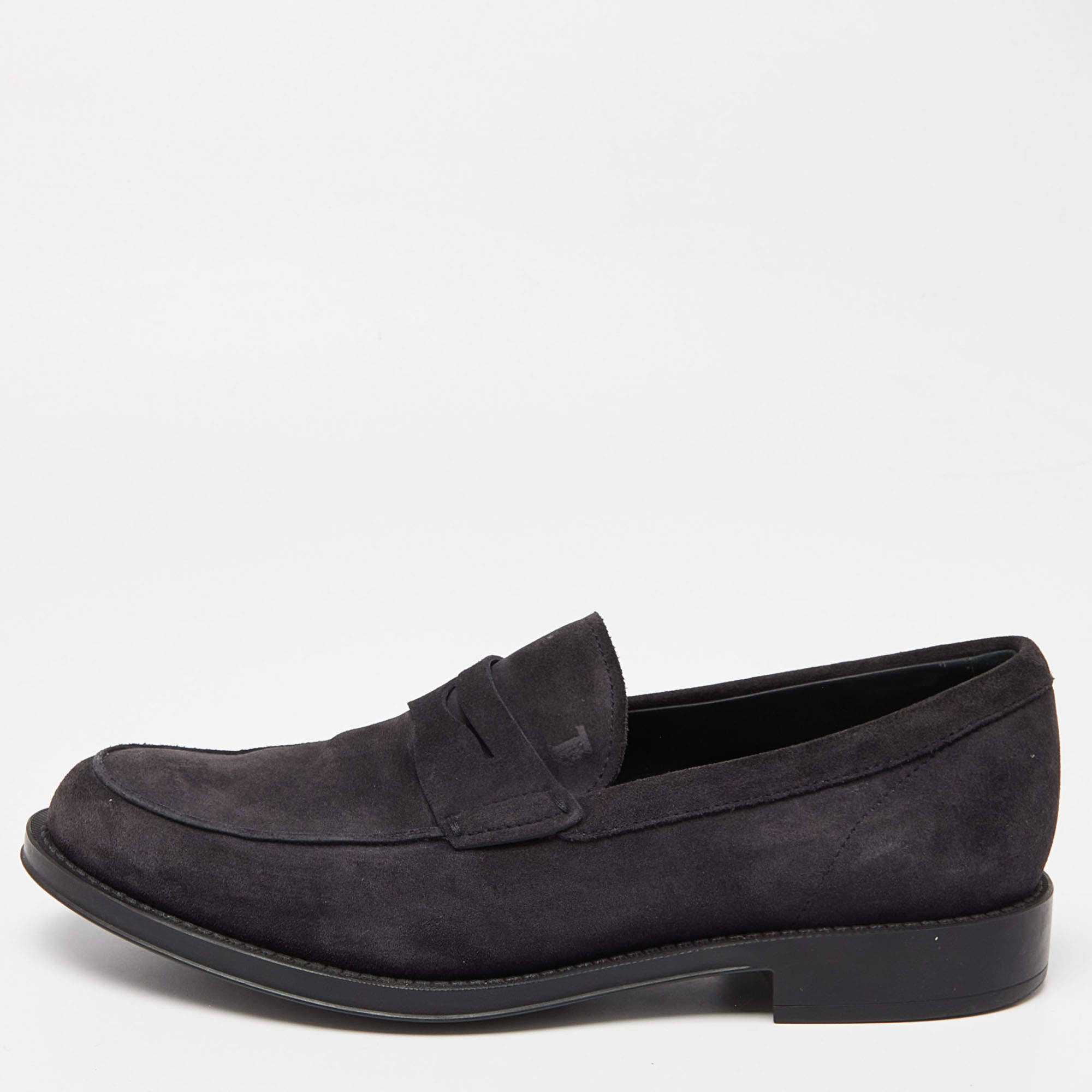 Pre Owned Tod's Dark Blue Suede Slip On Loafers Size 41  