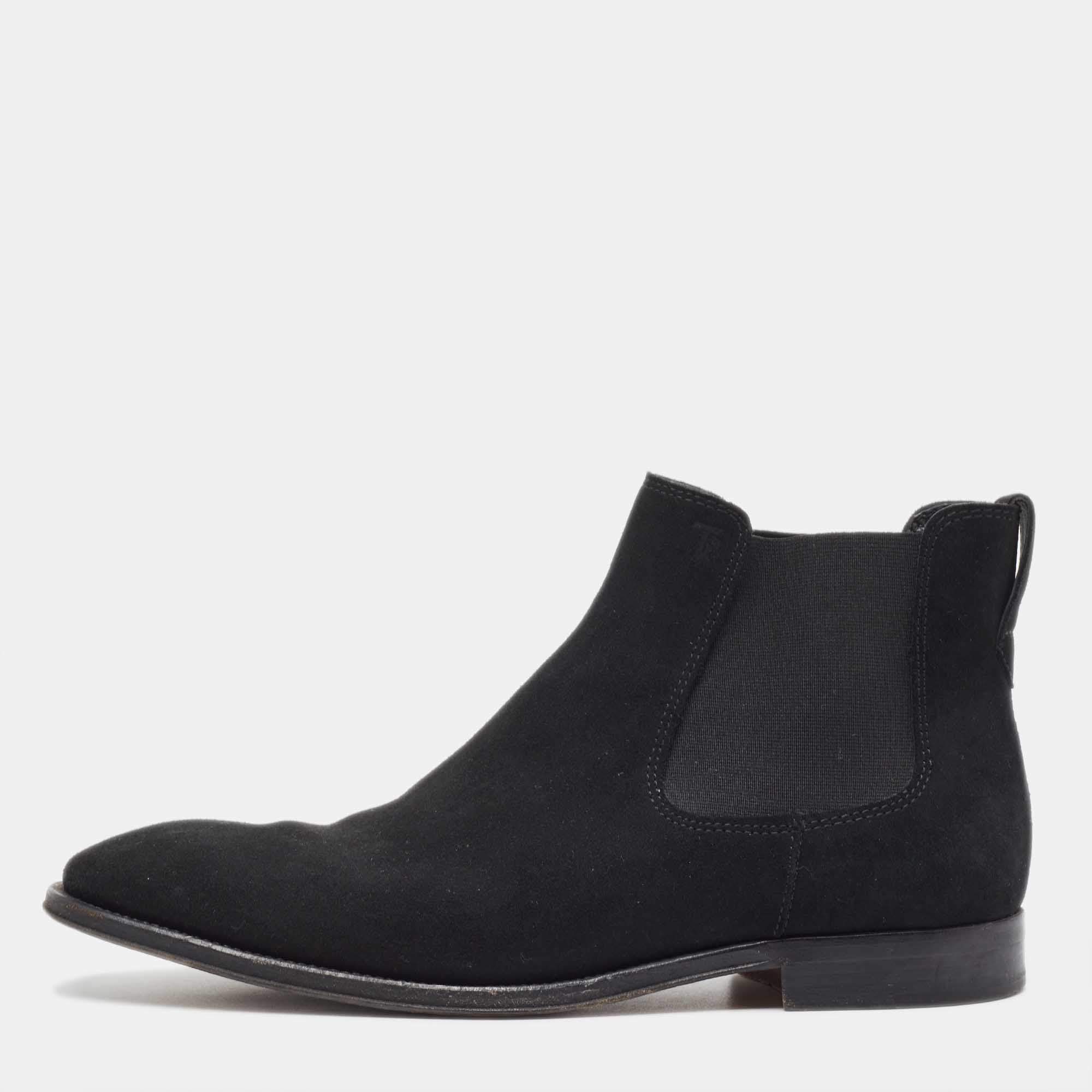 Tod's Black Suede Ankle Boots Size 39.5