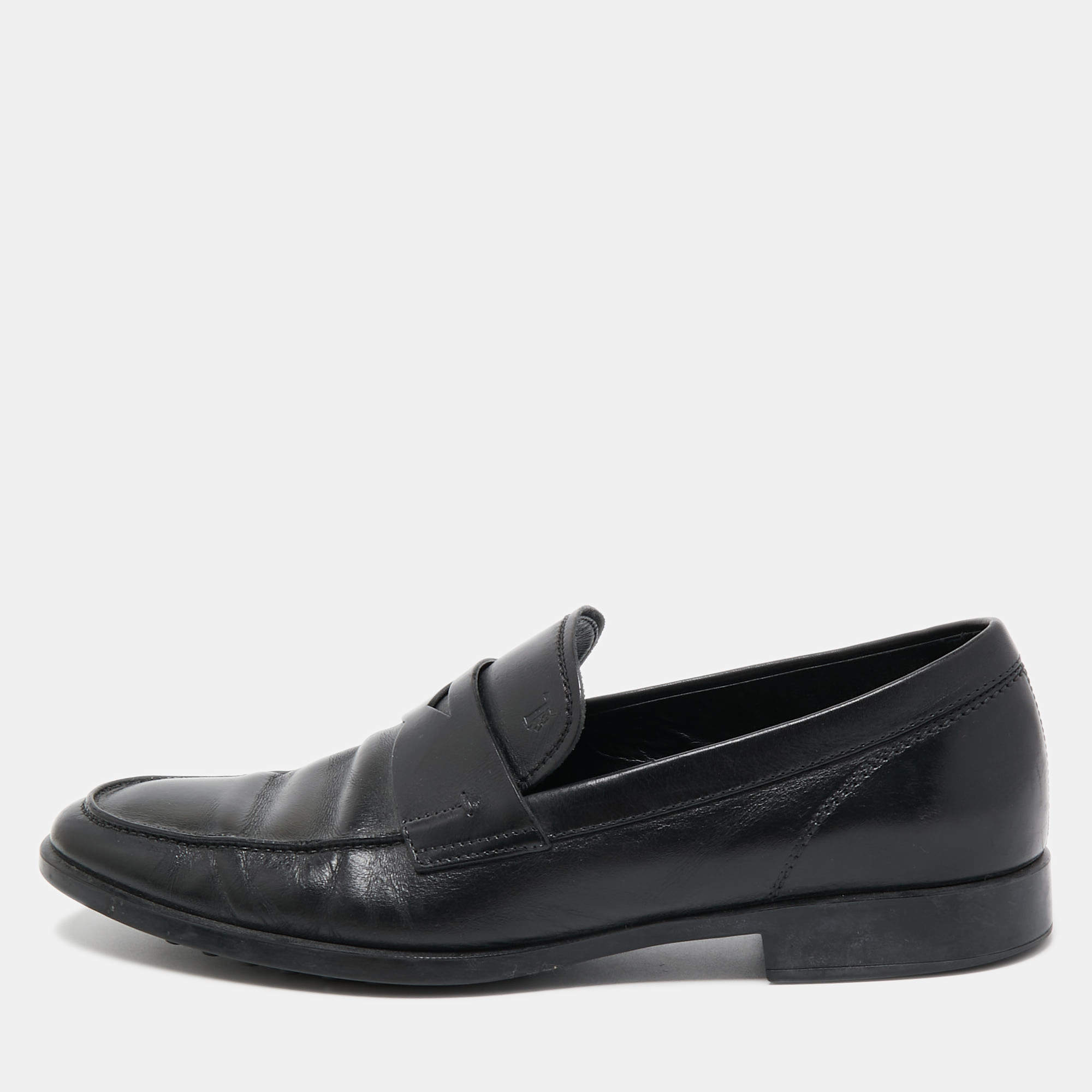 مملوكة مسبقًا Tod's Black Leather Penny Loafers Size 42