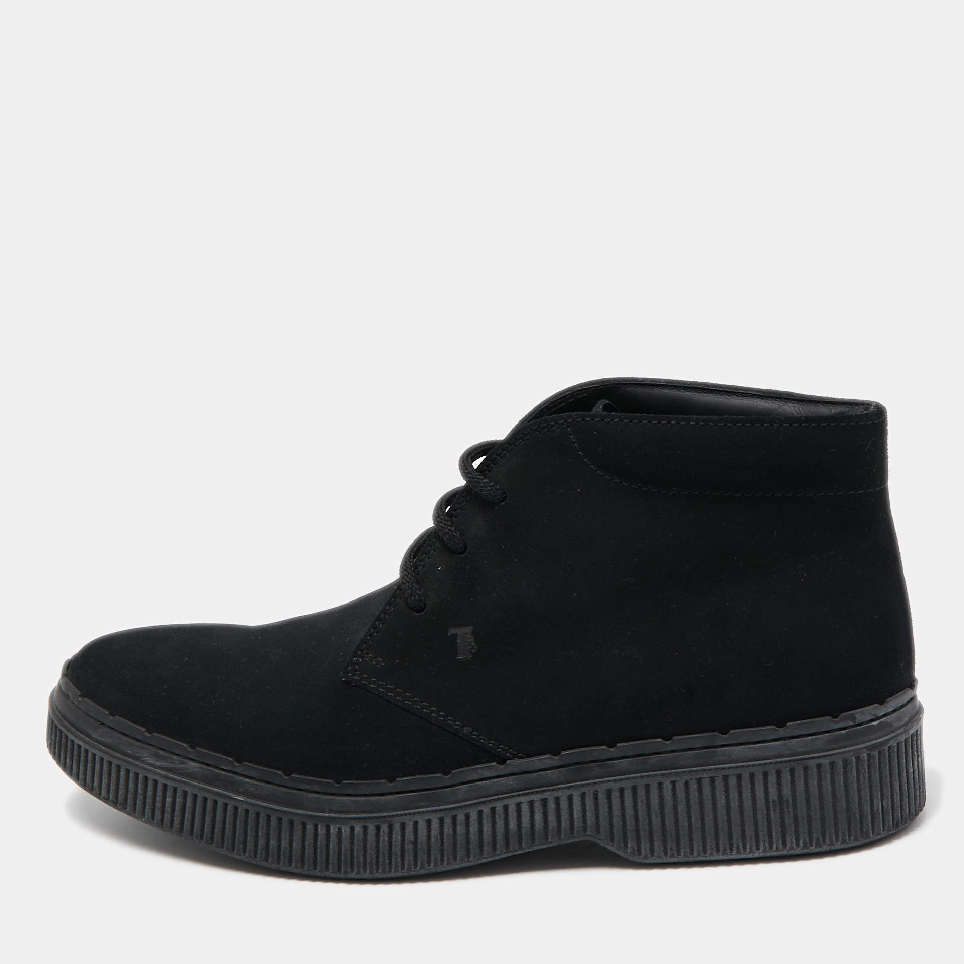 Pre Owned Tod's Black Suede  Lace Up Sneakers Size 43