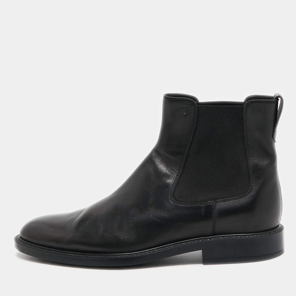 Tod's Black Leather Ankle Length Boots Size 43