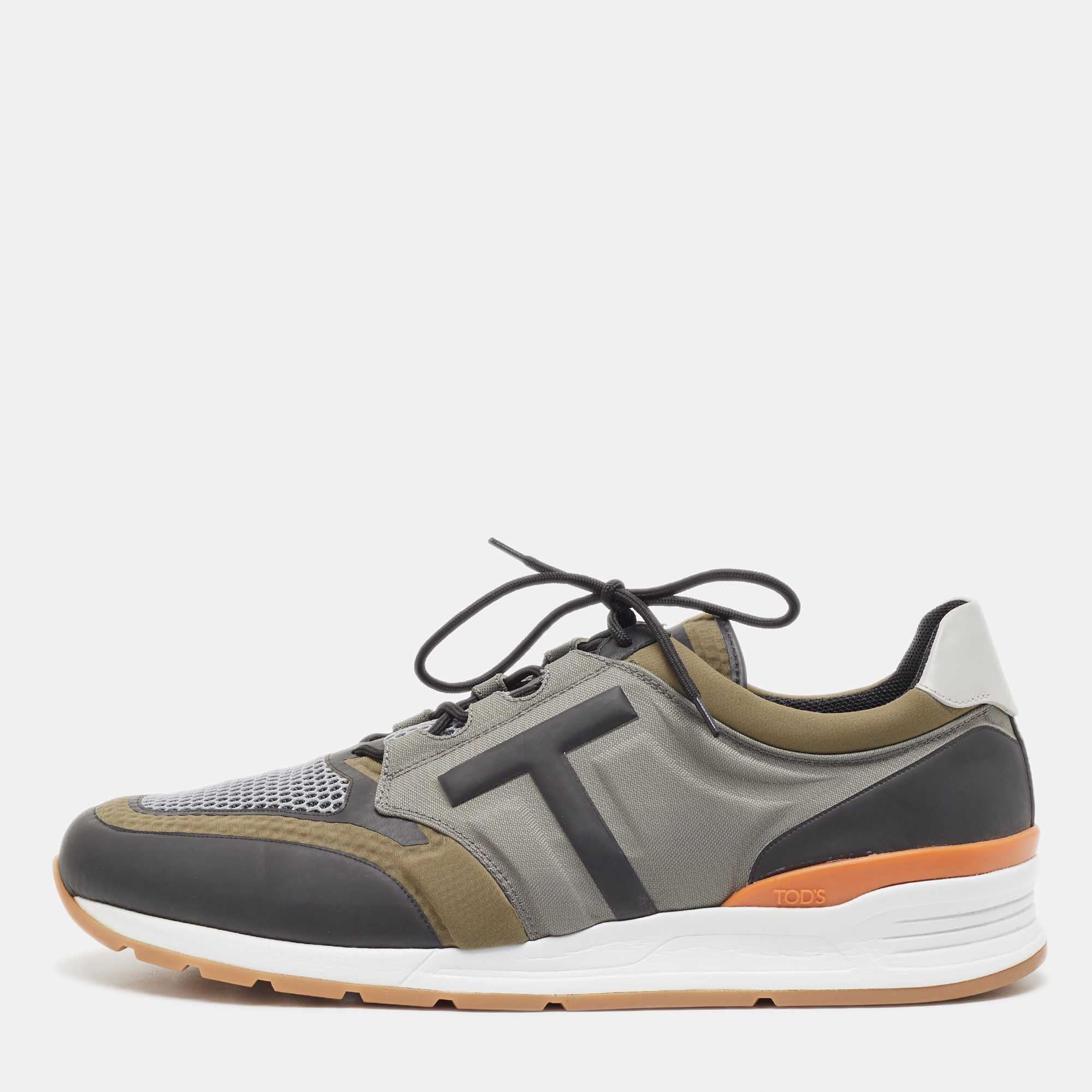 مملوكة مسبقًا Tod's Multicolor Leather and Mesh Chunky Lace Up Sneakers Size 47